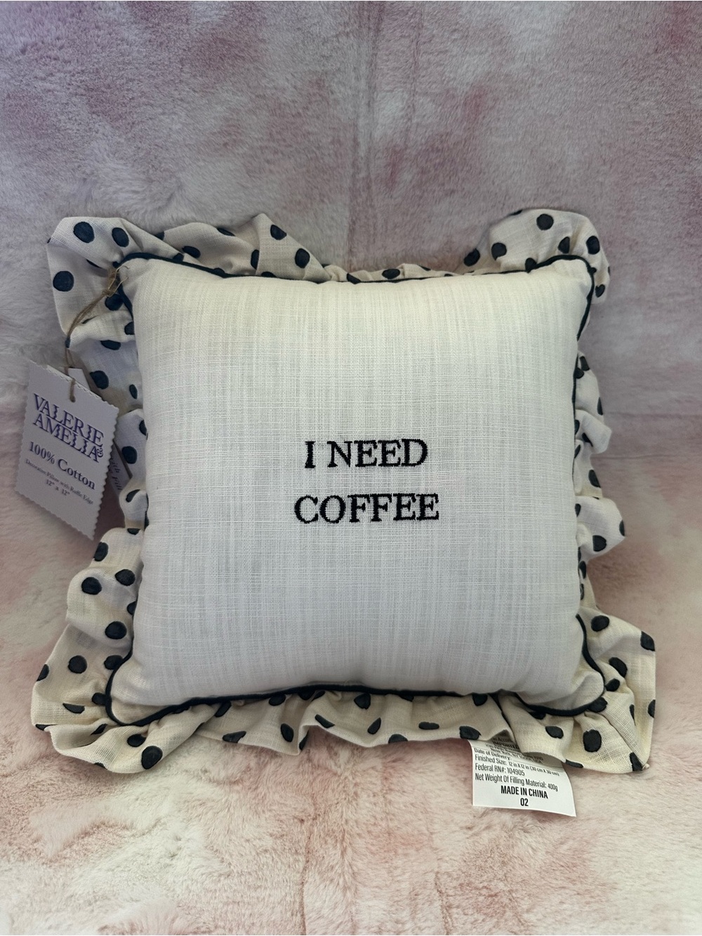 I Need Coffee - Decorative Throw Pillow - Valerie & Amelia NWT